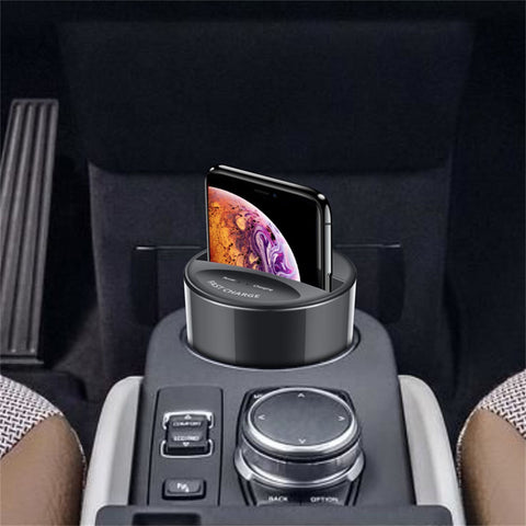 10W wireless phone charger for a cup holder with 2 USB sockets